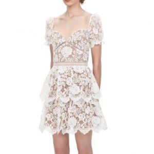 Self Portrait White Flower Lace Mini Dress NWT